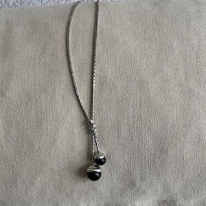 Brighton Silver and Black Double Pendant Necklace